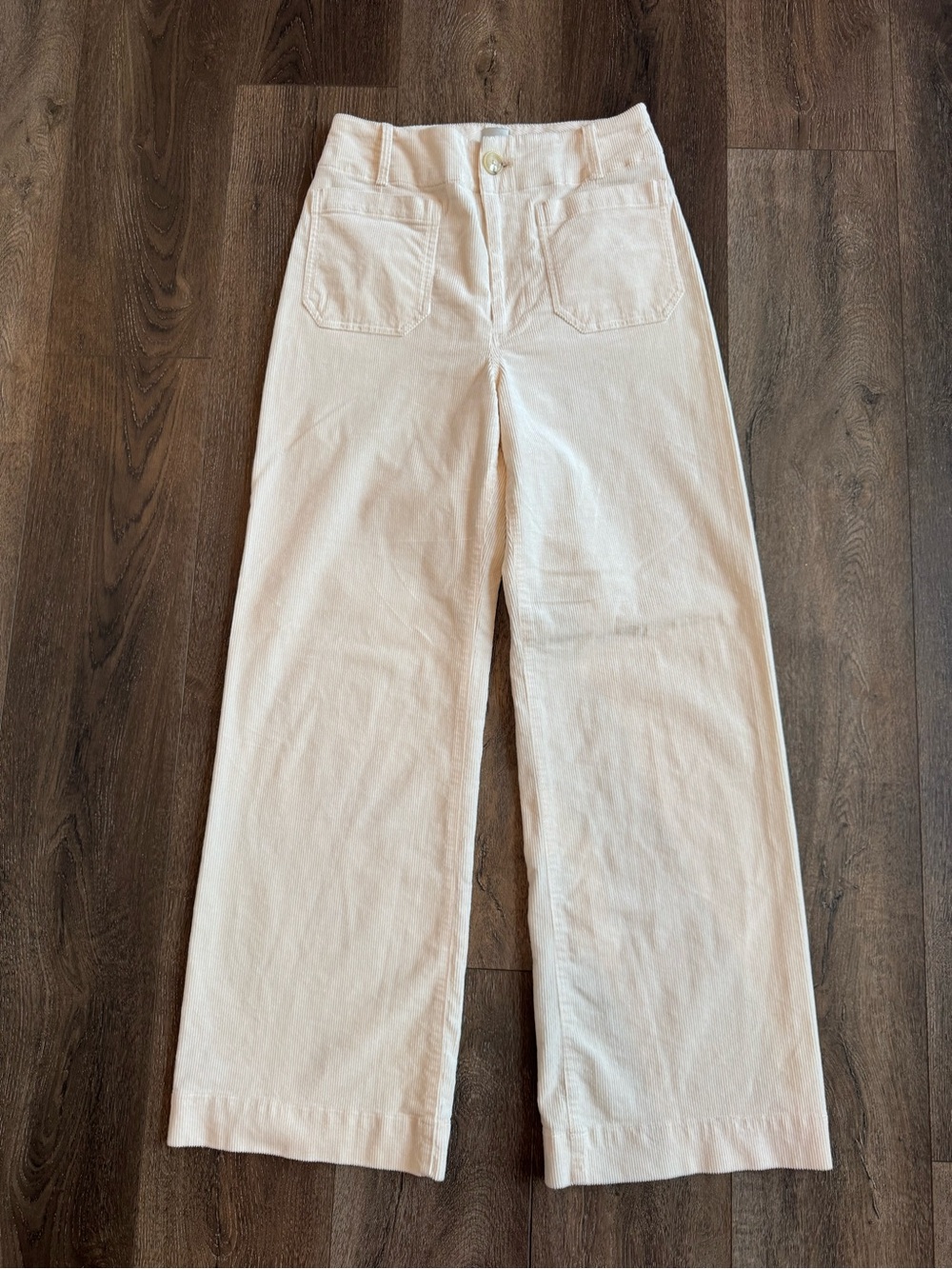 Maeve Wide-Leg Corduroy Jeans in Off-White Women’s Size 27 The Colette